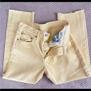 Levi’s 501 Yellow Ankle Raw Hem Women’s Jeans 28x26 Straight Leg